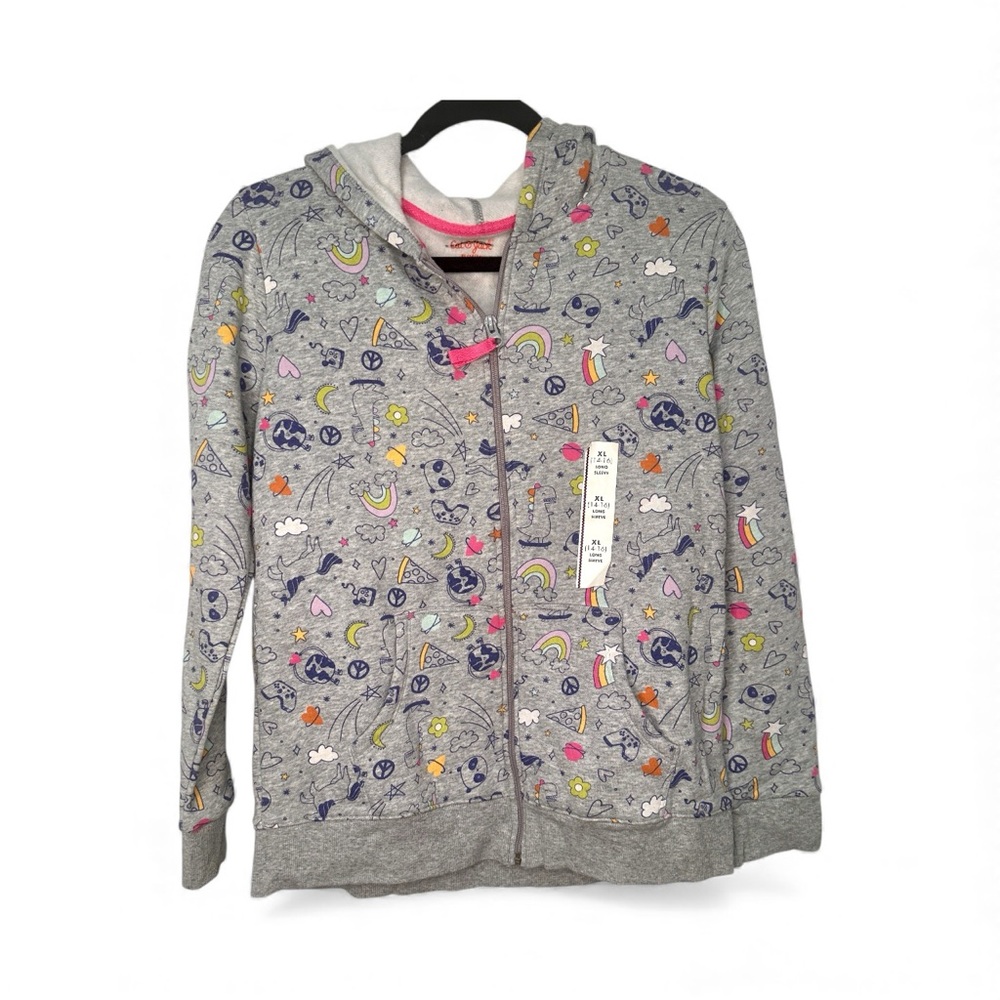 Cat & Jack Gray Hoodie with Colorful Pattern
